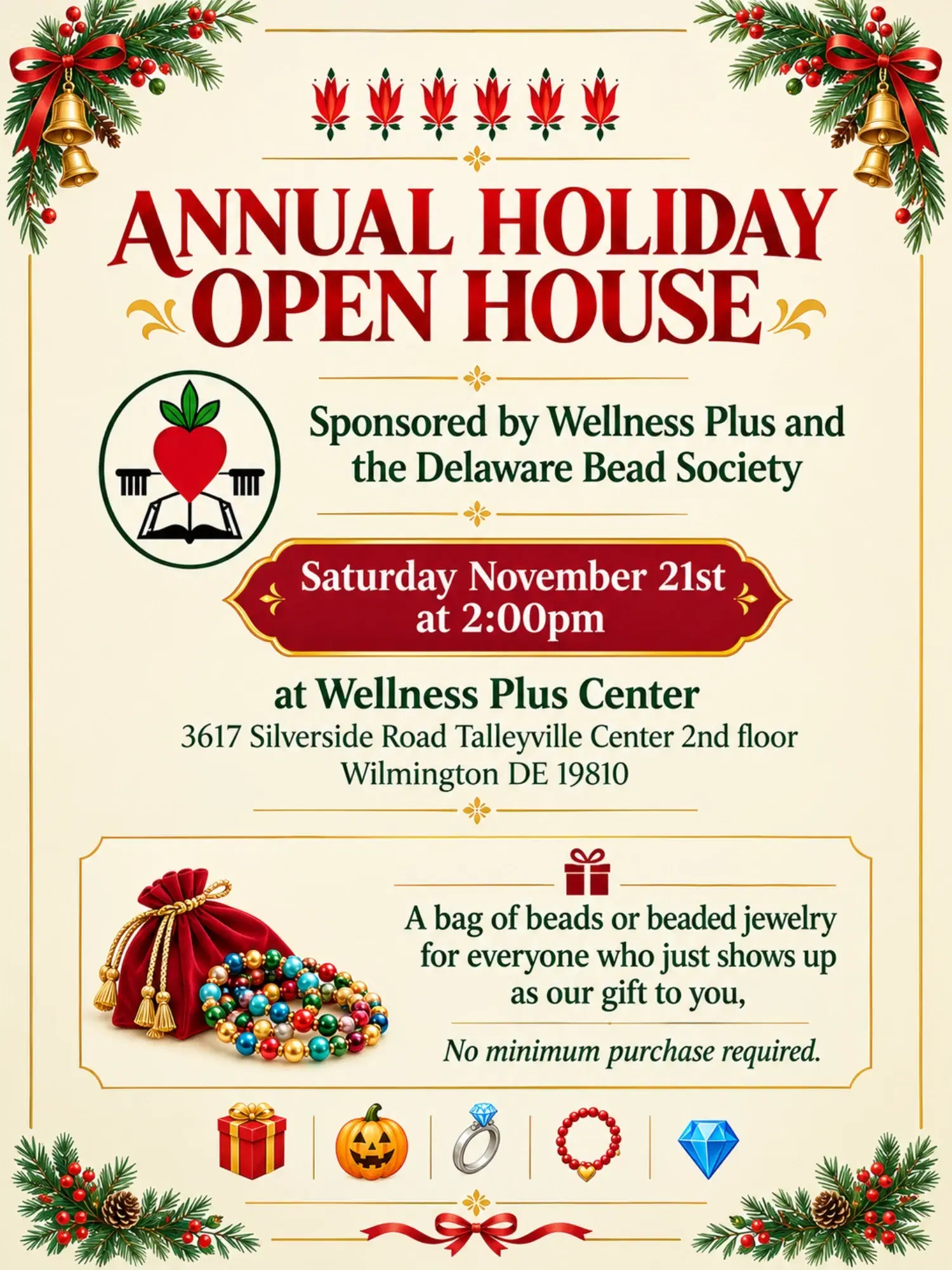 ANNUALHOLIDAY OPEN HOUSE Sponsored by Wellness Plus and Delaware Bead Society image 1