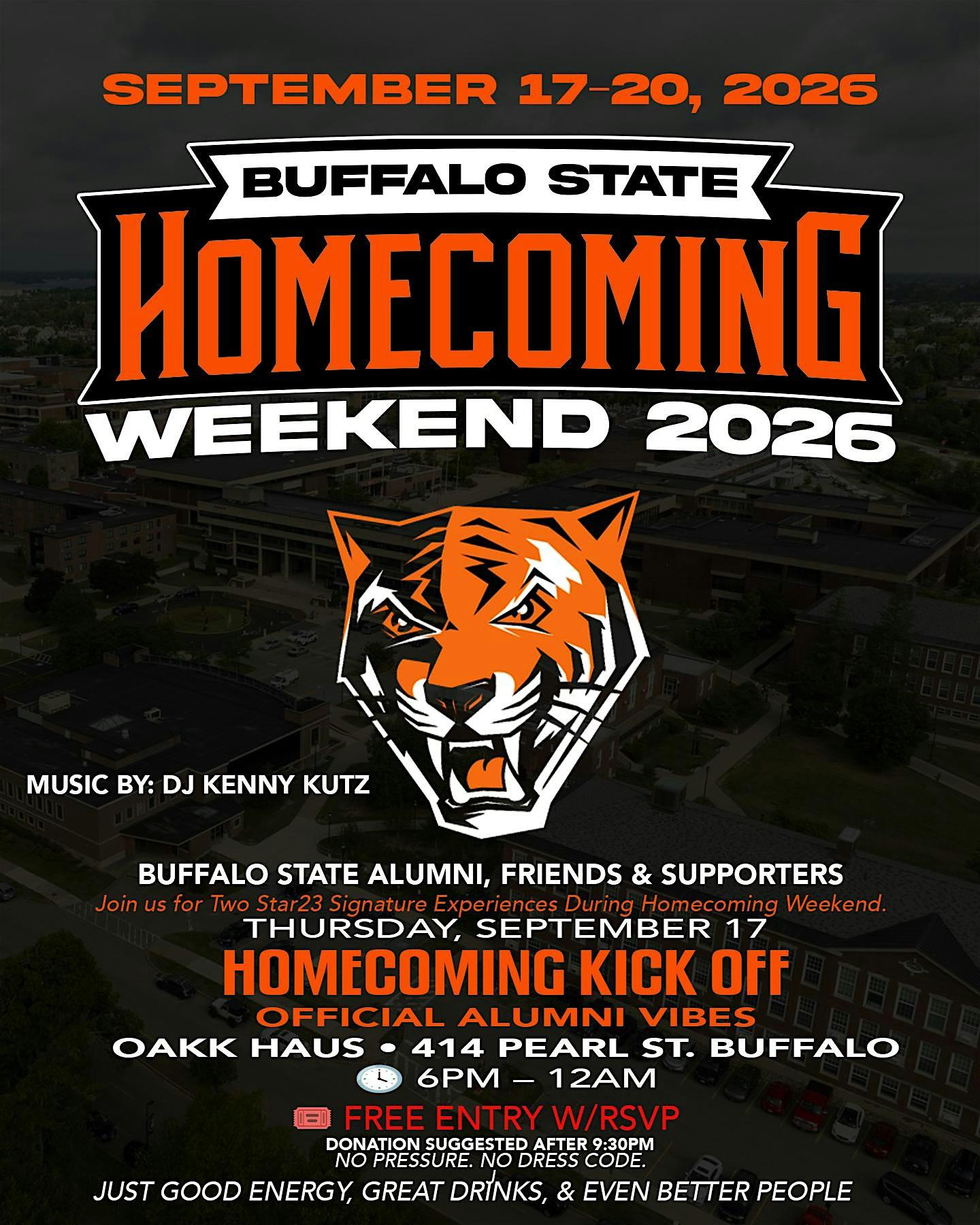 BUFFALO STATE COLLEGE: THE OFFICIAL HOMECOMING KICKOFF banner