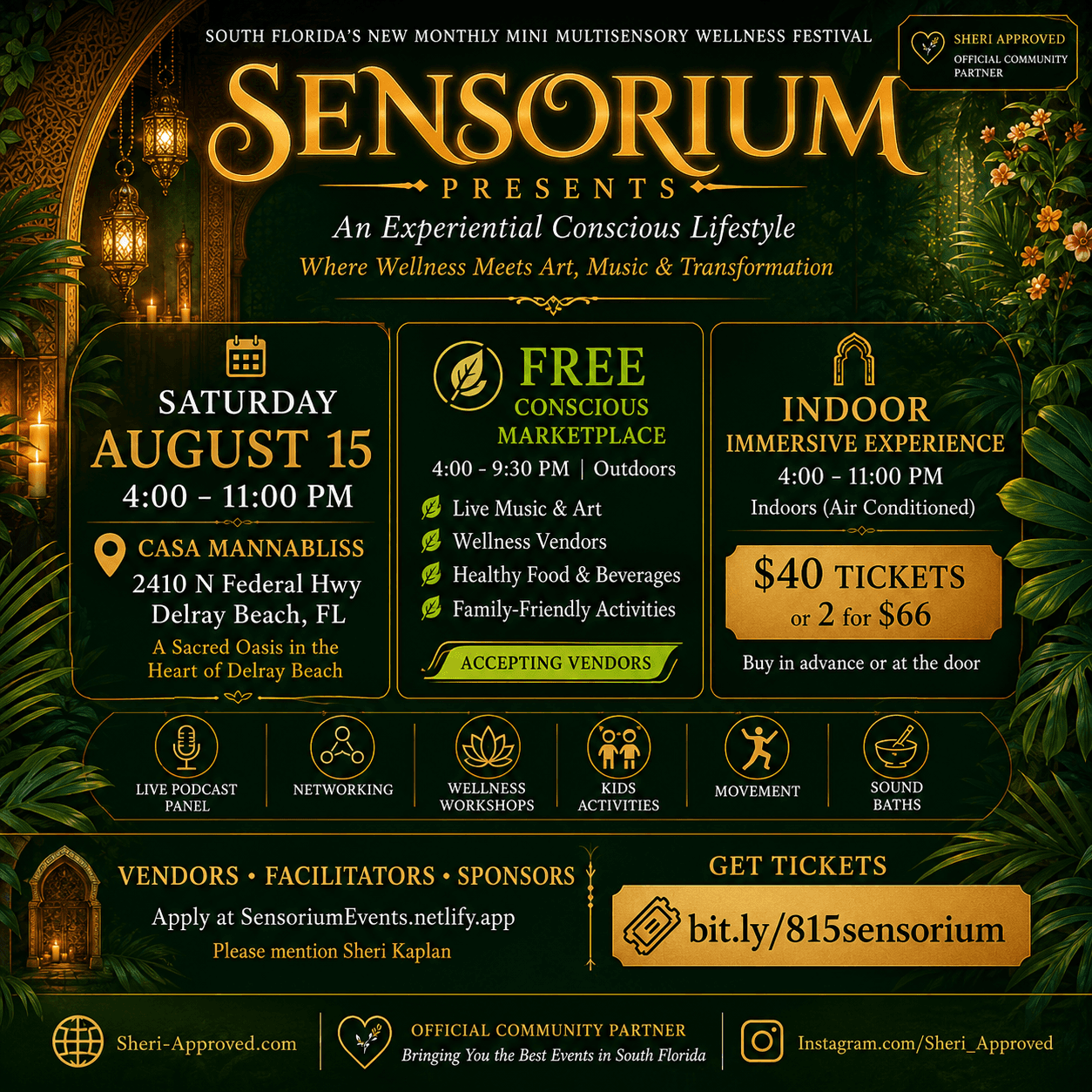 Sensorium A Multisensory Monthly Wellness Festival and Marketplace at Casa Mannabliss, Delray Beach
