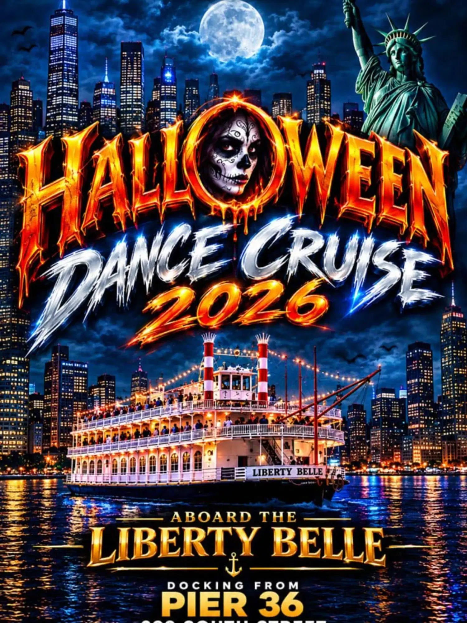 NYC Halloween Dance Cruise 2026 at Liberty Belle, Pier 36 NYC, New York